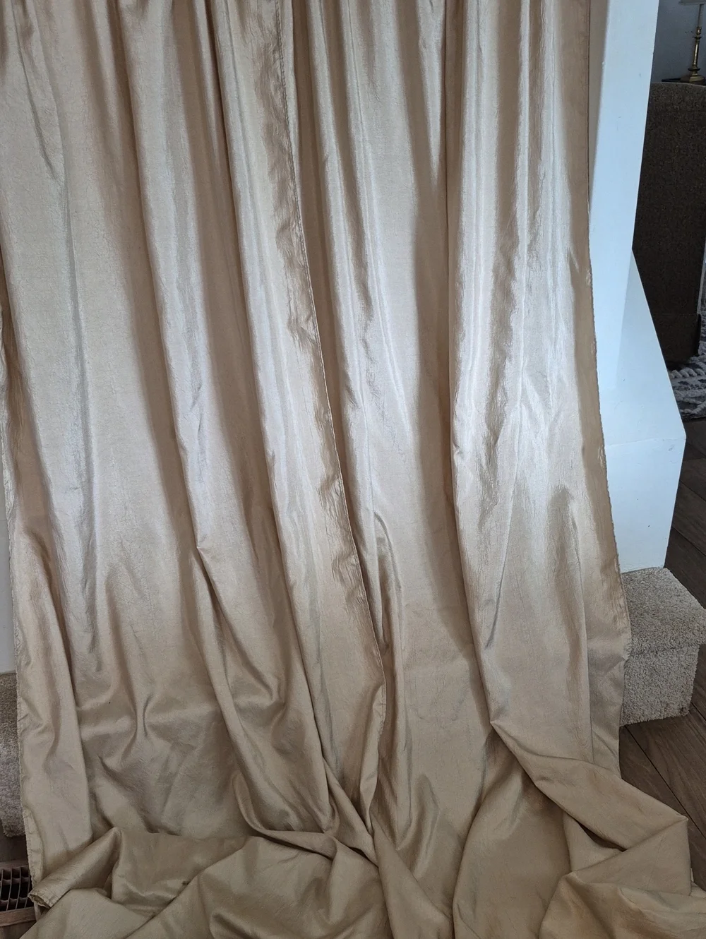 Long Neutral Beige Tan Curtain Panel - Light Draped Window Curtain 80x84
